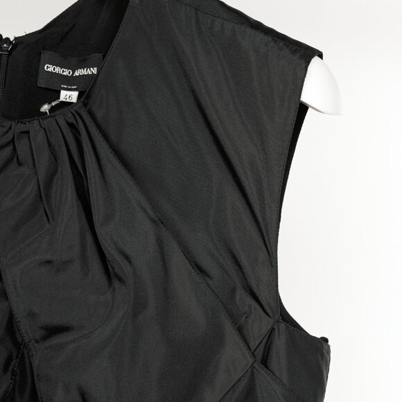 Giorgio Armani Black Silk Taffeta Draped Top - Picture 4 of 9